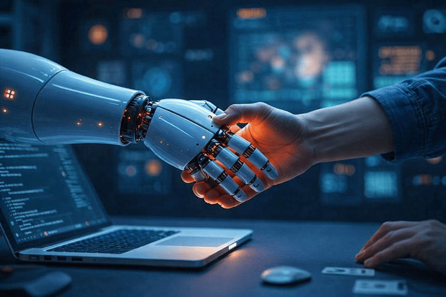 AI-gestuurd ontwerp en robottechnologie voor creatieve reclameoplossingen.